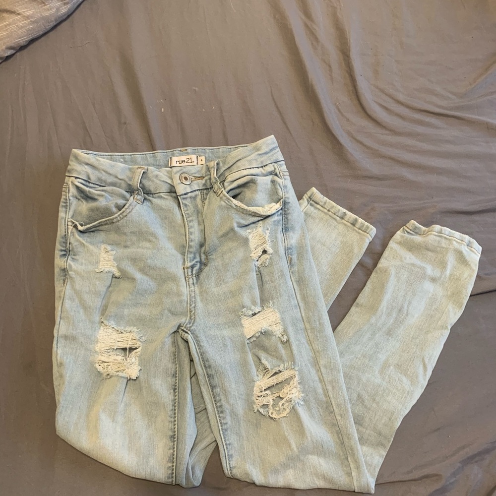 Light was ripped jeans